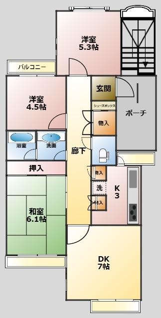 鶴巻ガーデンシティひかりの街P棟　303号室の画像