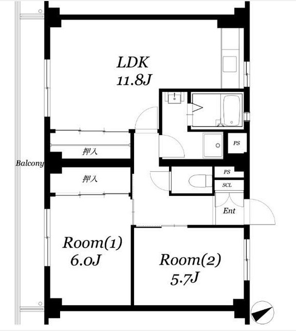 北茅ヶ崎アパートメント7号棟　405号室の画像