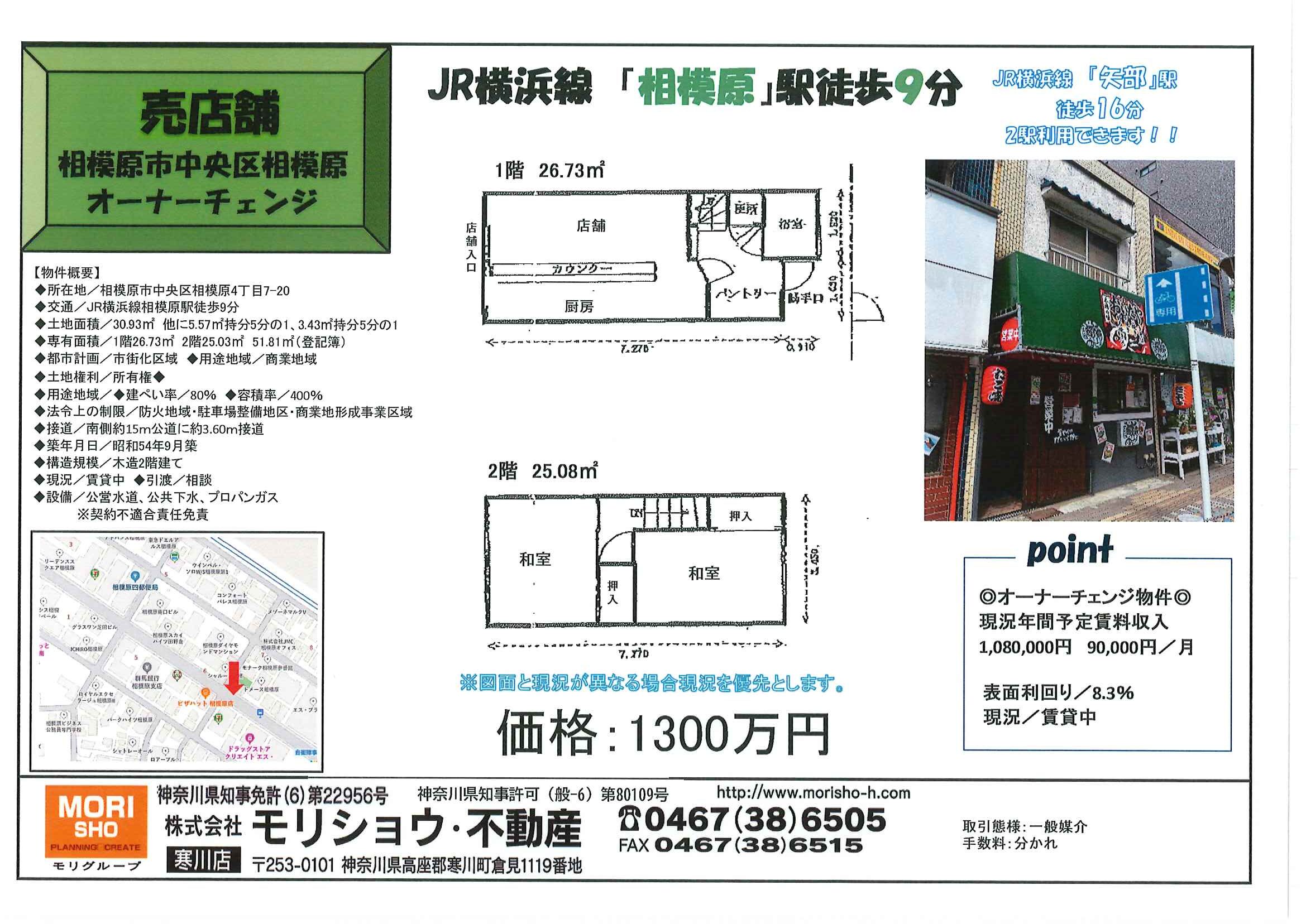 相模原市中央区相模原　売店舗　オーナーチェンジ物件の画像